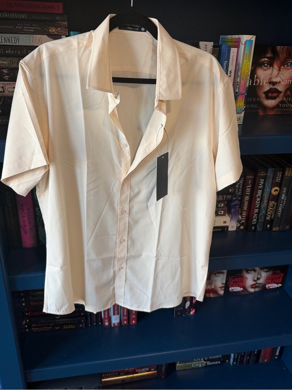 Men's Short-Sleeve Casual Button-Down Shirt — Cream